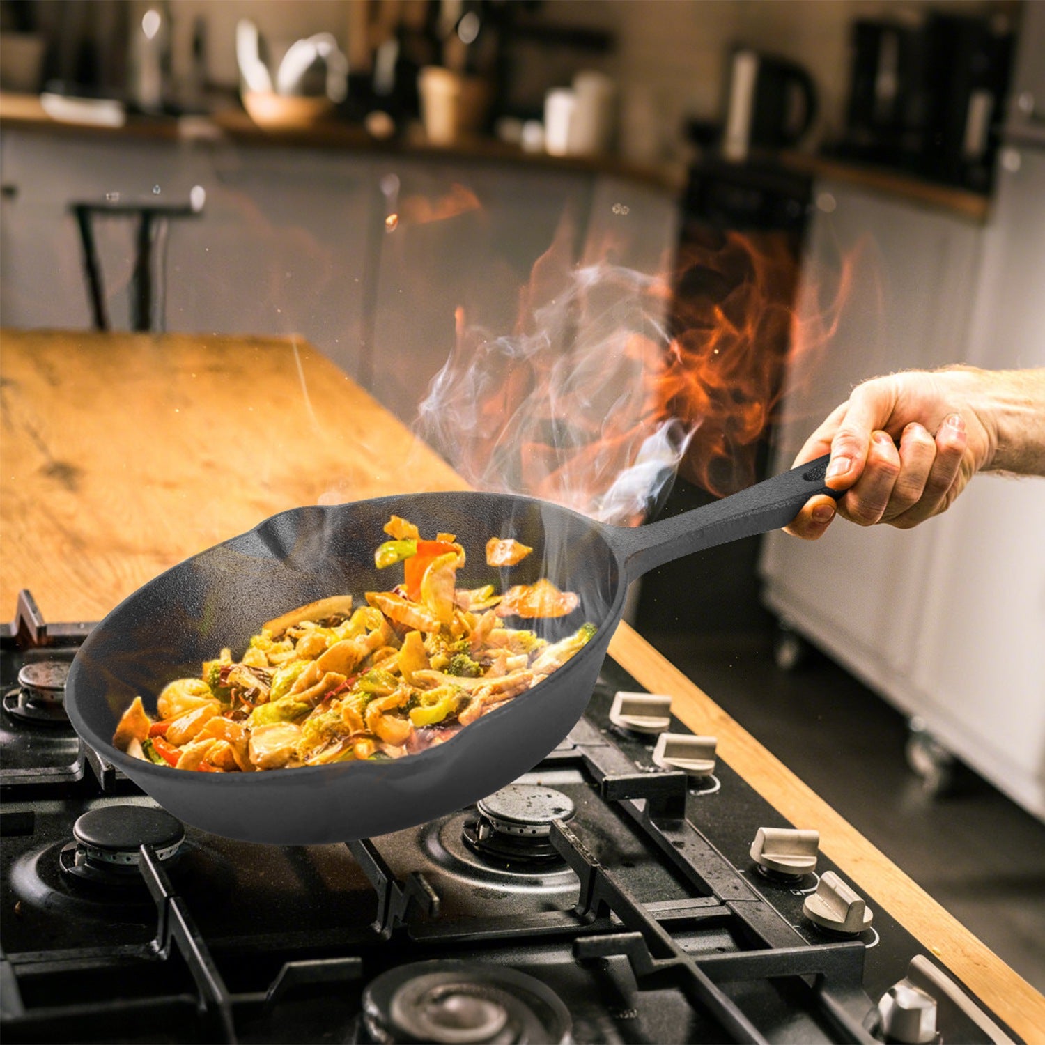 3‑Piece Pre‑Seasoned Cast Iron Skillet Set – 6", 8", 10" Oven‑Safe Frying Pans