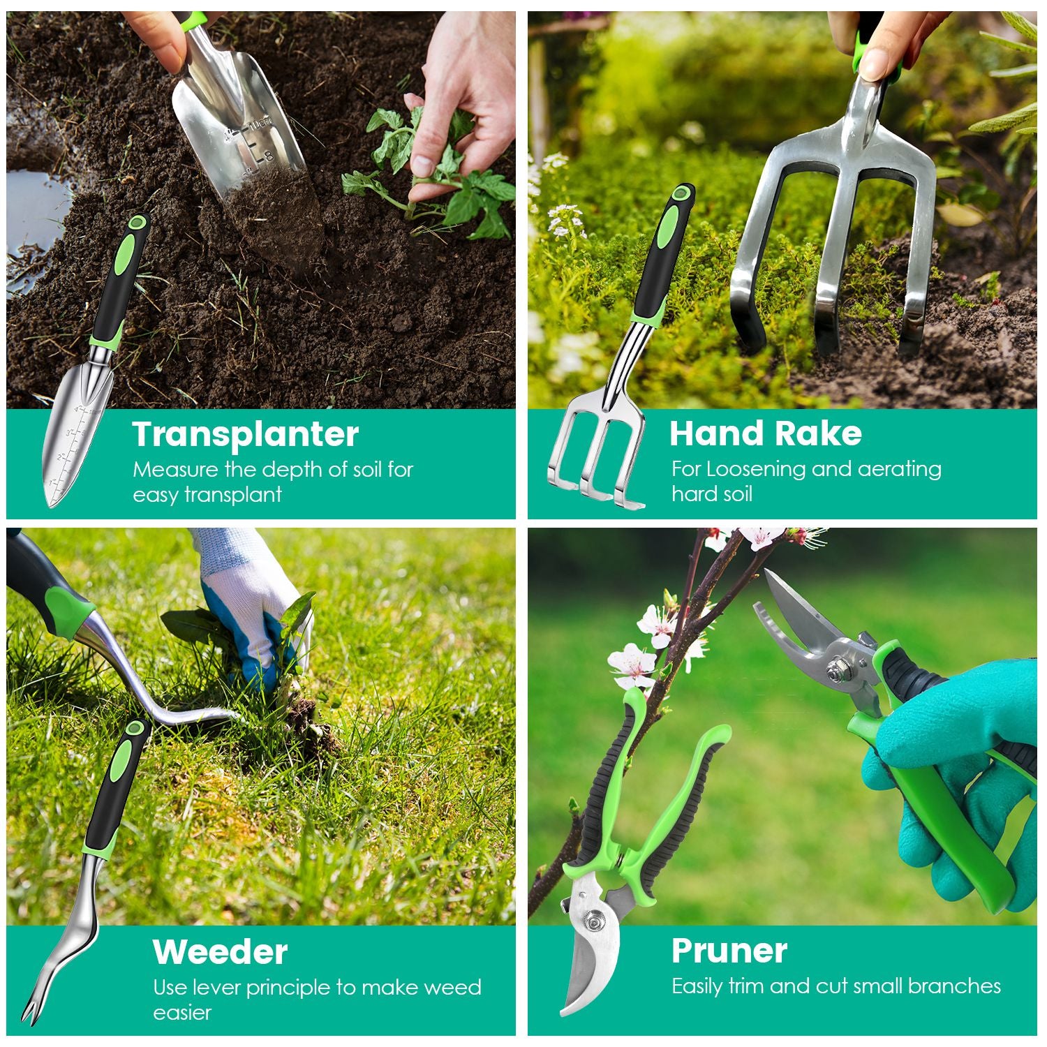 13‑Piece Aluminum Alloy Garden Tool Set With Garden Bag – Heavy‑Duty Outdoor Gardening Kit