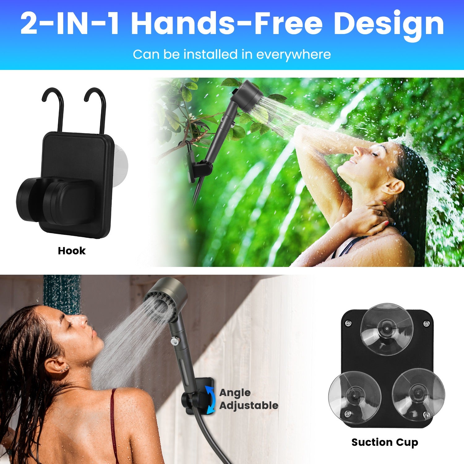 Portable Camping Shower – 6000mAh Rechargeable Pump, IPX7 Waterproof, Filtered Shower Head & 5.3‑Gallon Foldable Bucket