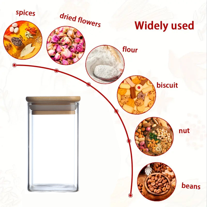 12PCS Square Glass Spice Jars With 72 Labels – Kitchen Seasoning Storage Set
