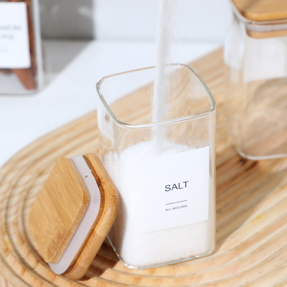 12PCS Square Glass Spice Jars With 72 Labels – Kitchen Seasoning Storage Set