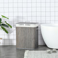 Bamboo Laundry Basket With Lid & String Handles – Collapsible Hamper With 2 Removable Bags (Gray)