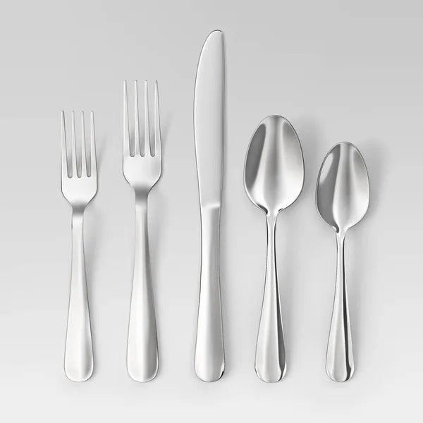 20‑Piece Teagan Flatware Set – Silver Stainless Steel Utensils (Service for 4)
