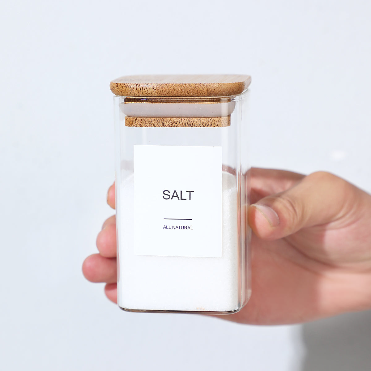 12PCS Square Glass Spice Jars With 72 Labels – Kitchen Seasoning Storage Set
