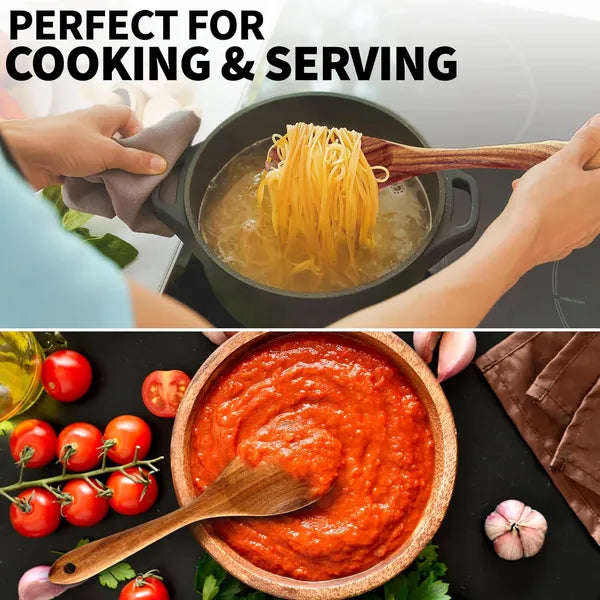 Six‑Piece Teak Wood Cooking Spoon Set – Heat‑Resistant, Smooth, Lightweight & Non‑Stick Safe