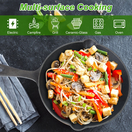 3‑Piece Pre‑Seasoned Cast Iron Skillet Set – 6", 8", 10" Oven‑Safe Frying Pans