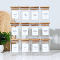 12PCS Square Glass Spice Jars With 72 Labels – Kitchen Seasoning Storage Set