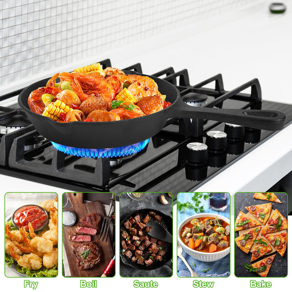 3‑Piece Pre‑Seasoned Cast Iron Skillet Set – 6", 8", 10" Oven‑Safe Frying Pans