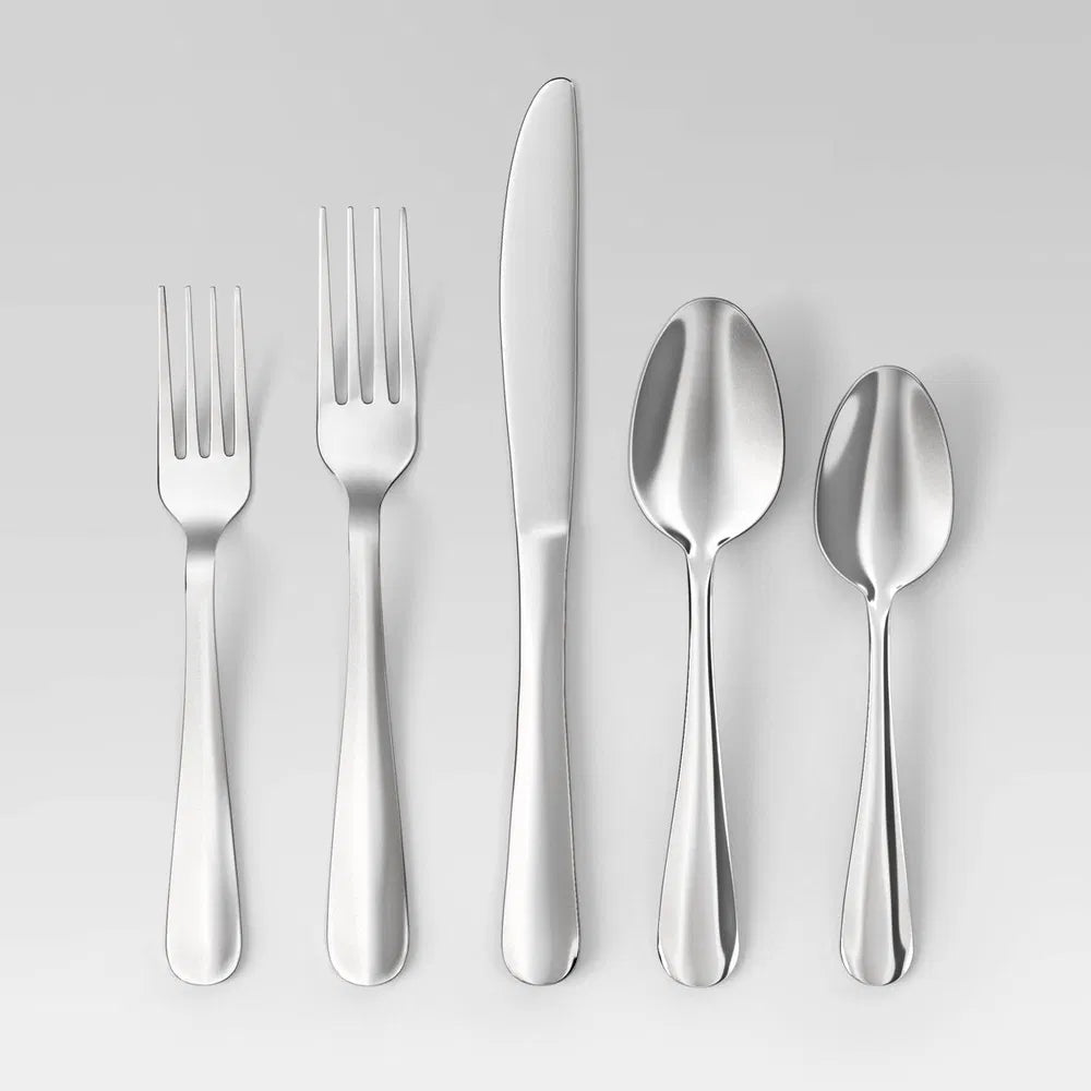 20‑Piece Teagan Flatware Set – Silver Stainless Steel Utensils (Service for 4)