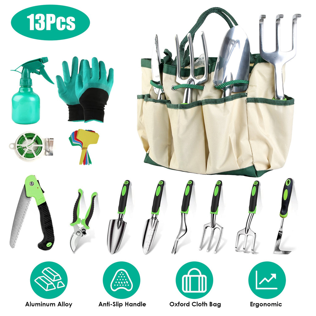 13‑Piece Aluminum Alloy Garden Tool Set With Garden Bag – Heavy‑Duty Outdoor Gardening Kit