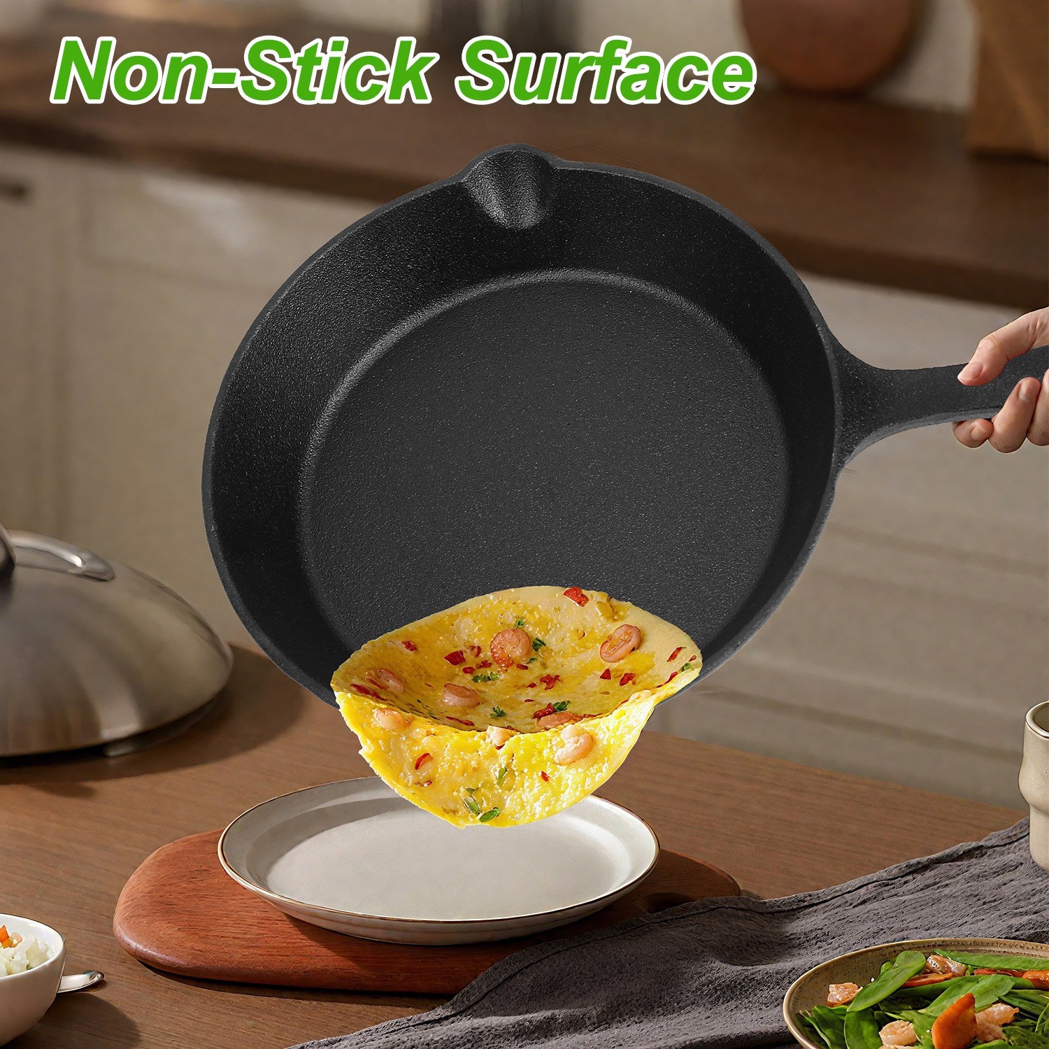 3‑Piece Pre‑Seasoned Cast Iron Skillet Set – 6", 8", 10" Oven‑Safe Frying Pans